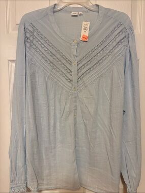 GAP Light Blue Lace-Trim Button Front Shirt